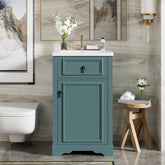 AISU 20" Modern Bathroom Vanity with Ceramic Sink, Green + 1 Door